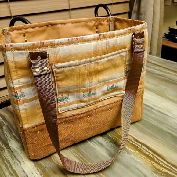 New Southwestern Phoenix Tote Shopper Purse Bag Rust Gold Double handle Carryall - Picture 6 of 11